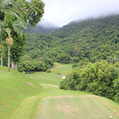 Golf holiday review of Rio de Janeiro, Brazil. Gavea Golf and Country Club. The beautiful 5th hole from its elevated tee